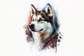 Watercolor Siberian Husky