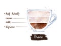 Watercolor illustration of Breve coffee