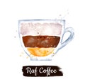 Watercolor side view illustration of Raf coffee