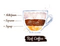 Watercolor side view illustration of Raf coffee