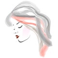 Watercolor Side view of a young womans face