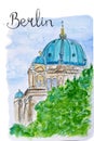 Watercolor sightseeing of Berlin - Berliner Dom