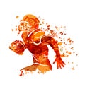 Watercolor silhouette american football player