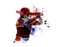 Watercolor silhouette baseball player Royalty Free Stock Photo