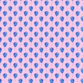 Watercolor silhouette blue simple tulip seamless pattern on a pink background