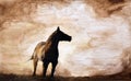 Abstract watercolor painting of a horse running in dust Royalty Free Stock Photo