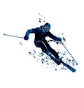 Watercolor silhouette skier Royalty Free Stock Photo