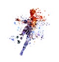 Watercolor silhouette soccer player