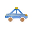 Watercolor silhouette of a toy car police on a white background isolated. Royalty Free Stock Photo