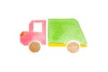 Watercolor Silhouette Of A Toy Garbage Truck On A White Background Isolated.