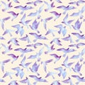 Watercolor silhouettes of flying birds. Seamless pattern Royalty Free Stock Photo