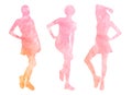 Watercolor silhouettes of women