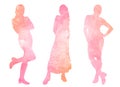 Watercolor silhouettes of women