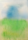 Watercolor simple abstract meadow, field background