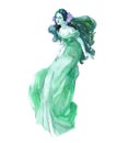 Watercolor single character mystical mythical character mermaid isolated