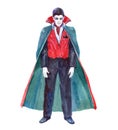 Watercolor single character mystical mythical character vampire isolated
