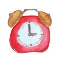 watercolor sketch of alarm clockon a white background Royalty Free Stock Photo