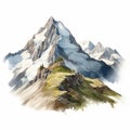 Hyper Realistic Watercolor Illustration Of Mountains Royalty Free Stock Photo