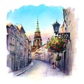 Swidnica street and Cathedral, Poland