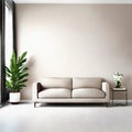 Watercolor of Sleek living room interior with blank rendered in