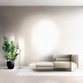 Watercolor of Sleek living room interior with blank rendered in