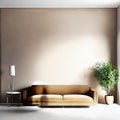 Watercolor of Sleek living room interior with blank rendered in