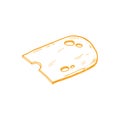 Watercolor slice swiss cheeses emmental cheese triangle with holes, maasdam.Delicious milk food hand-drawn illustration