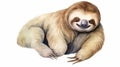 Watercolor sloth illustration isolate on white background. tropical animal. AI Generative