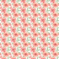 Watercolor small flowers of creamy pink color. Seamless beautiful blooming pattern for banner design, business cards, brochures