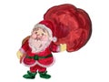 Watercolor smile Santa Claus red costume and bag Hand painted c Royalty Free Stock Photo