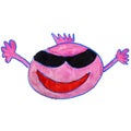 Watercolor smiley purple glasses drawing cartoon style isolated