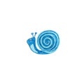 Watercolor snail decorated with white patterns.