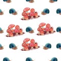 Watercolor snails pattern