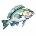 Watercolor Snapper Fish Clipart With White Background