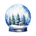 Watercolor snow globe. Drawing on a white background