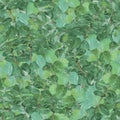 Watercolor snowberry branch with green leaves seamless pattern