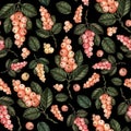 Watercolor snowberry seamless pattern