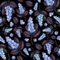 Watercolor snowberry seamless pattern