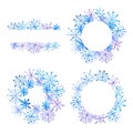 Watercolor snowflake frame card template