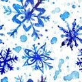 Watercolor snowflake seamless pattern