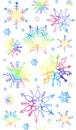 Watercolor snowflakes seamless vertical border pattern. Royalty Free Stock Photo