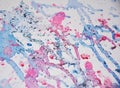 Watercolor paint blue pink vivid forms and sparkling lights, abstract background Royalty Free Stock Photo