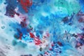 Blue pink white red green dark paint, soft mix colors, painting spots background, watercolor colorful abstract background Royalty Free Stock Photo