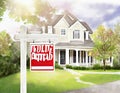 Watercolor of Sold Home For Sale Real Estate Sign in Front of House Royalty Free Stock Photo