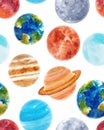 Watercolor space baby vector pattern Royalty Free Stock Photo