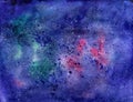 Watercolor space texture with stars. Universe background. Vector trace.