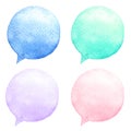 Watercolor speech bubbles set. Hand-drawn illustration. Social media icons. Royalty Free Stock Photo