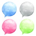 Watercolor speech bubbles set. Hand-drawn illustration. Social media icons. Royalty Free Stock Photo