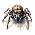 Watercolor Spider Drawing On White Background