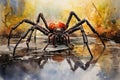 watercolor Spider insect spider watercolor illustration Royalty Free Stock Photo